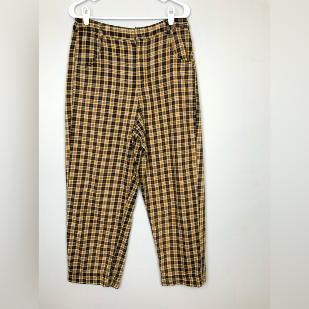Free People Sz 10 Joey Menswear Inspired Plaid High Waist Pants Trousers Grunge - Picture 2 of 9